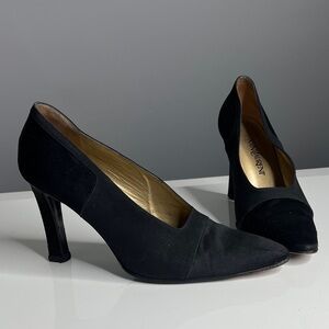 Yves Saint Laurent YSL Sz 8.5 M Black Silk Satin Pumps 3.5” Heels